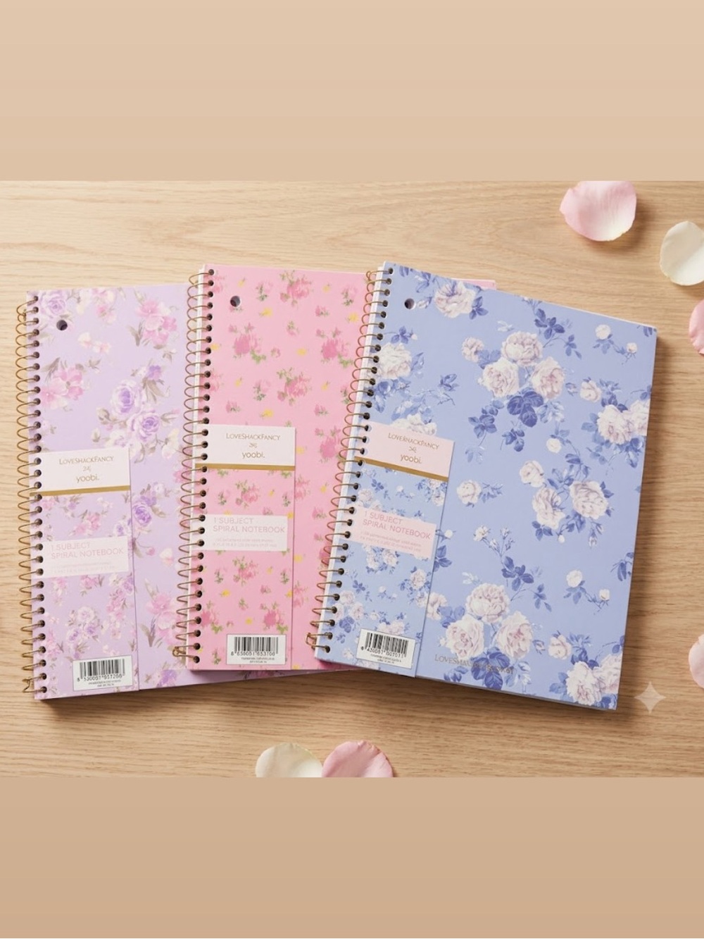 Love Shack Fancy Lavender Floral Spiral Notebooks - Set of 3